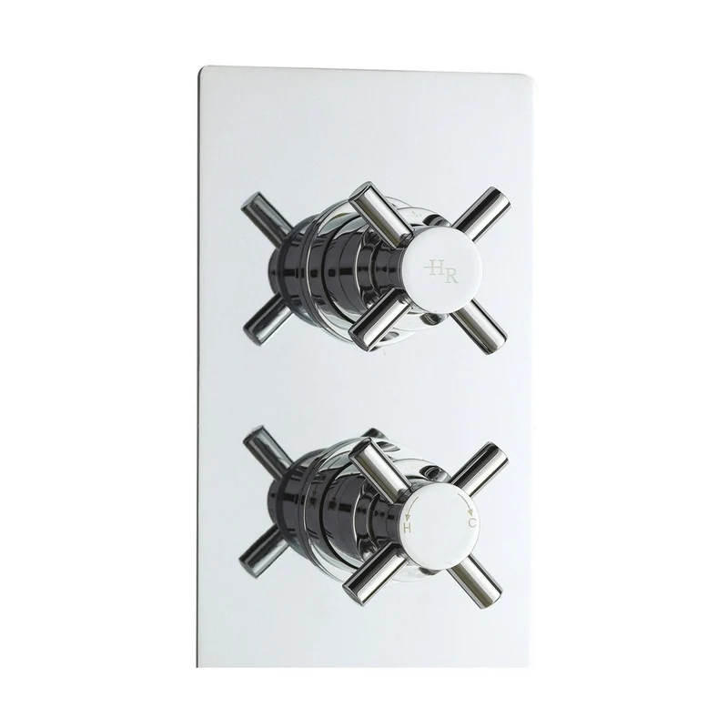 Hudson Reed Tec Crosshead Twin Thermostatic Shower Valve With Diverter Contemp Chrome Brass Abs 215x120x138mm