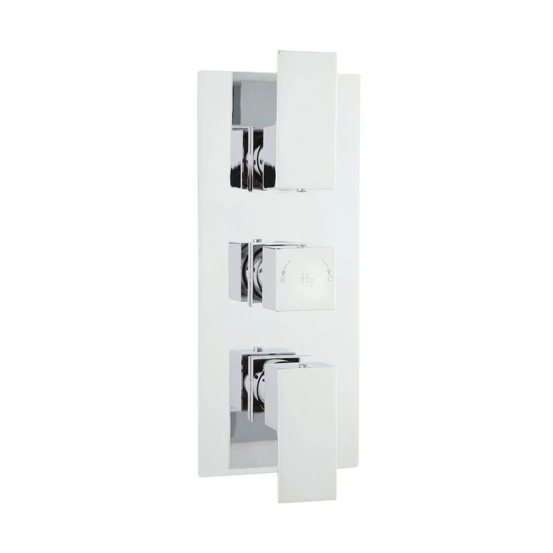 Hudson Reed 3 Outlet Valves Triple Thermostatic Shower Valve With Diverter Contemp Chrome Brass Abs 300x120x135mm