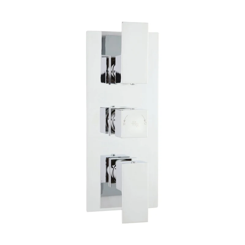 Hudson Reed 2 Outlet Valves Triple Thermostatic Shower Valve Contemp Chrome Brass Abs 280x120x135mm - ART3211