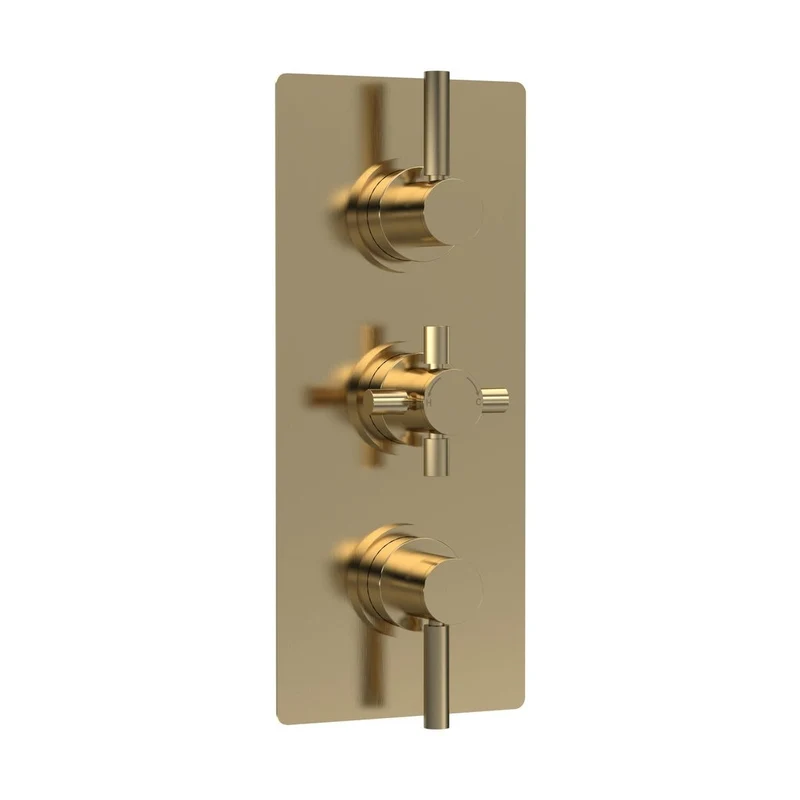 Hudson Reed Tec Pura Triple Thermostatic Shower Valve With Diverter Contemp Brushed Brass Brass Abs 280x80x136mm