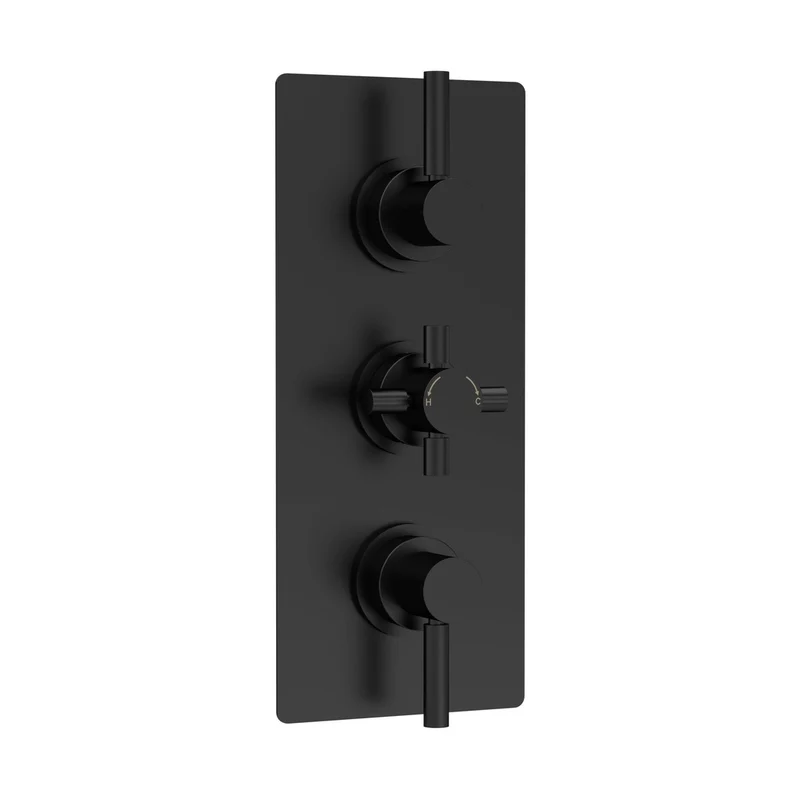 Hudson Reed Tec Pura Triple Thermostatic Shower Valve Contemp Matt Black Brass Abs 280x80x136mm