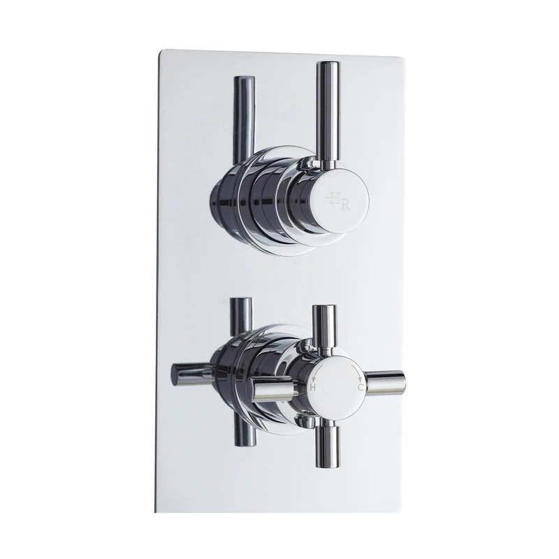 Hudson Reed Tec Pura Twin Thermostatic Shower Valve With Diverter Contemp Chrome Brass Abs 215x120x137mm