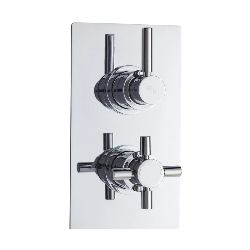Hudson Reed Tec Pura Twin Thermostatic Shower Valve Contemp Chrome Brass Abs 215x120x137mm