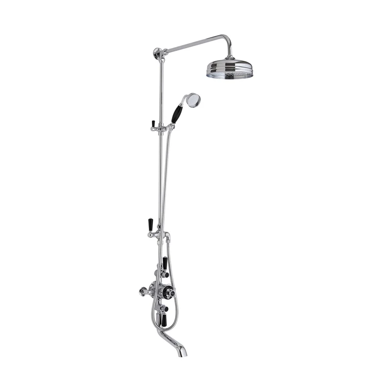 Hudson Reed Topaz Triple Exposed Shower Valve & Spout Trad Chrome Brass 1440x195x667mm