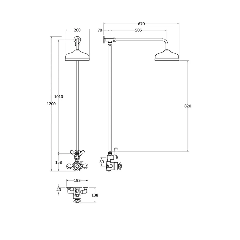 Hudson Reed Exposed Valve Sets Wall Mounted Thermostatic Shower Valve & Kit Trad Brushed Brass Brass - A8120