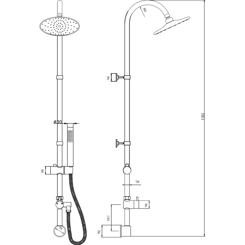 Hudson Reed Concealed Valves Sets Destiny Shower Kit Contemp Chrome Brass Abs 1203x200x380mm