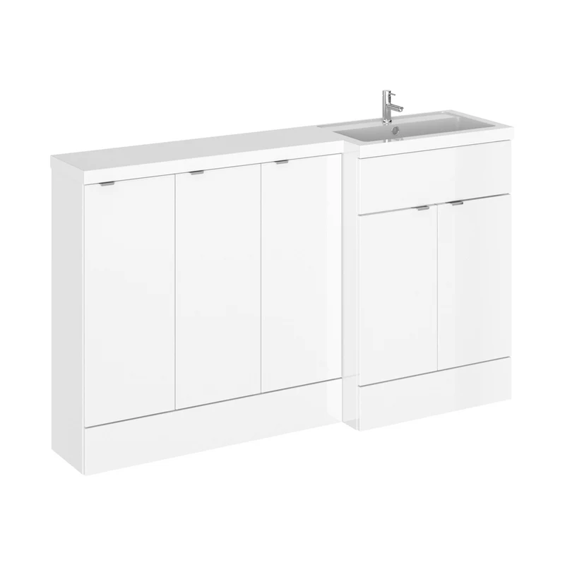 Hudson Reed Fusion 1500mm Right Hand Combination Contemp Gloss White MFC Painted Gloss 904x1505x360mm - CBI118