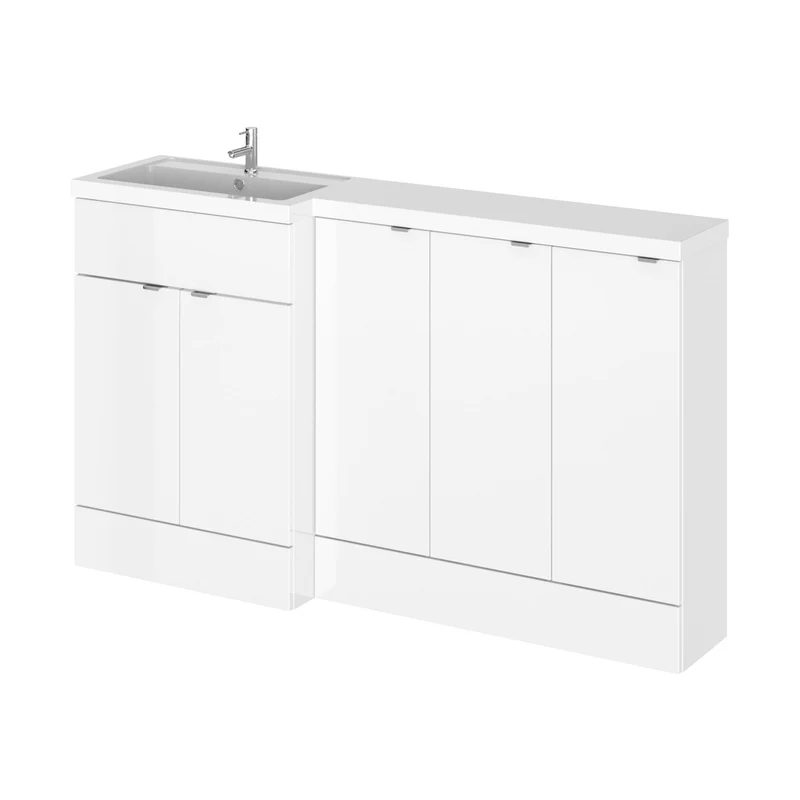 Hudson Reed Fusion 1500mm Left Hand Combination Contemp Gloss White MFC Painted Gloss 904x1505x360mm - CBI117