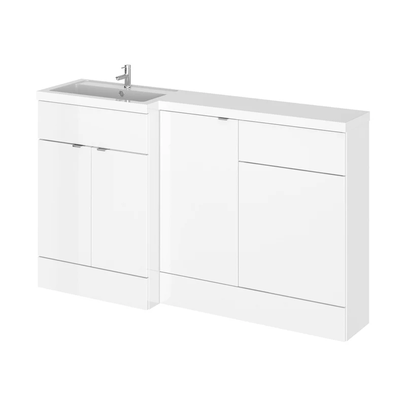 Hudson Reed Fusion 1500mm Left Hand Combination Contemp Gloss White MFC Painted Gloss 904x1505x360mm - CBI115