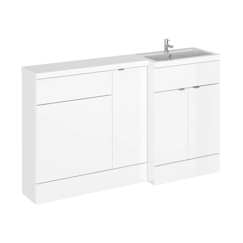 Hudson Reed Fusion 1500mm Right Hand Combination Contemp Gloss White MFC Painted Gloss 904x1505x360mm - CBI114