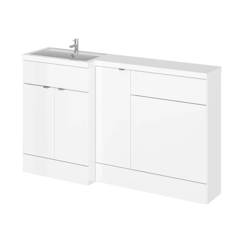 Hudson Reed Fusion 1500mm Left Hand Combination Contemp Gloss White MFC Painted Gloss 904x1505x360mm - CBI113