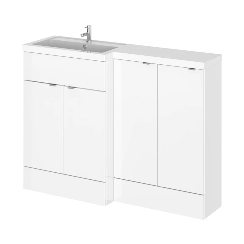 Hudson Reed Fusion 1200mm Left Hand Combination Contemp Gloss White MFC Painted Gloss 904x1205x360mm - CBI111
