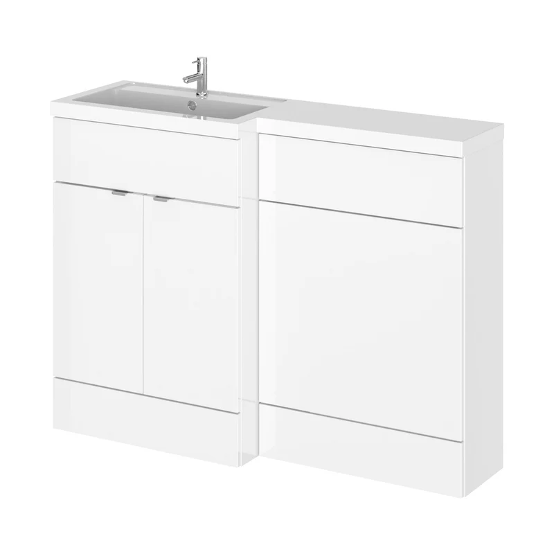 Hudson Reed Fusion 1200mm Left Hand Combination Contemp Gloss White MFC Painted Gloss 904x1205x360mm - CBI109