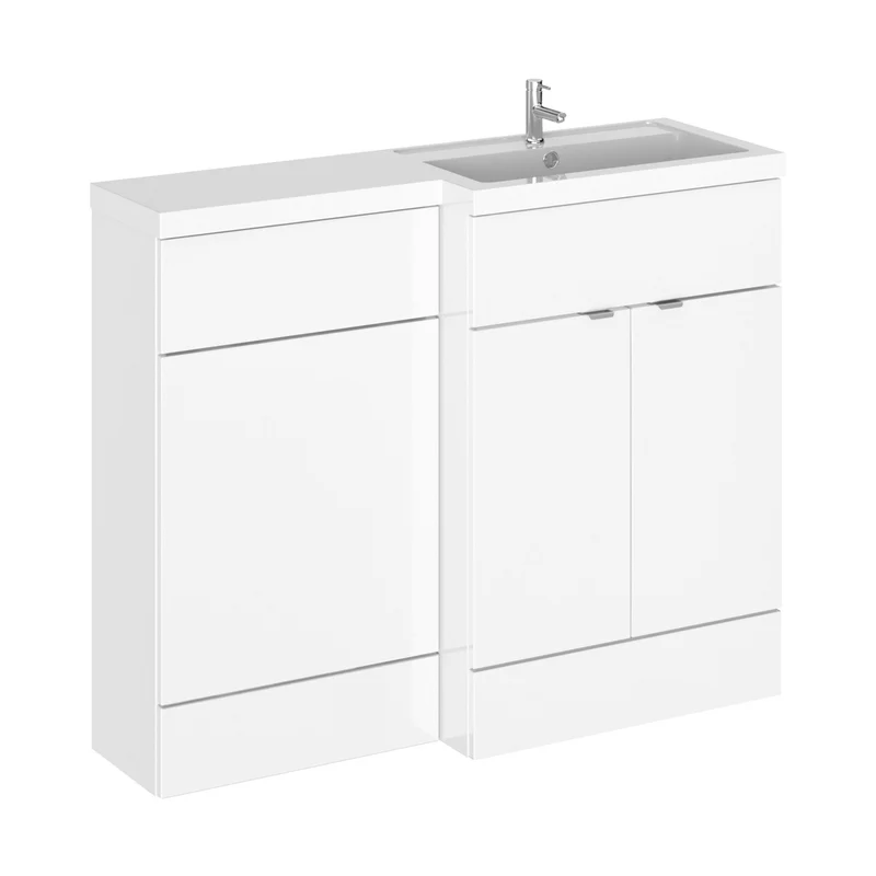 Hudson Reed Fusion 1100mm Right Combination Contemp Gloss White MFC Painted Gloss 904x1105x360mm