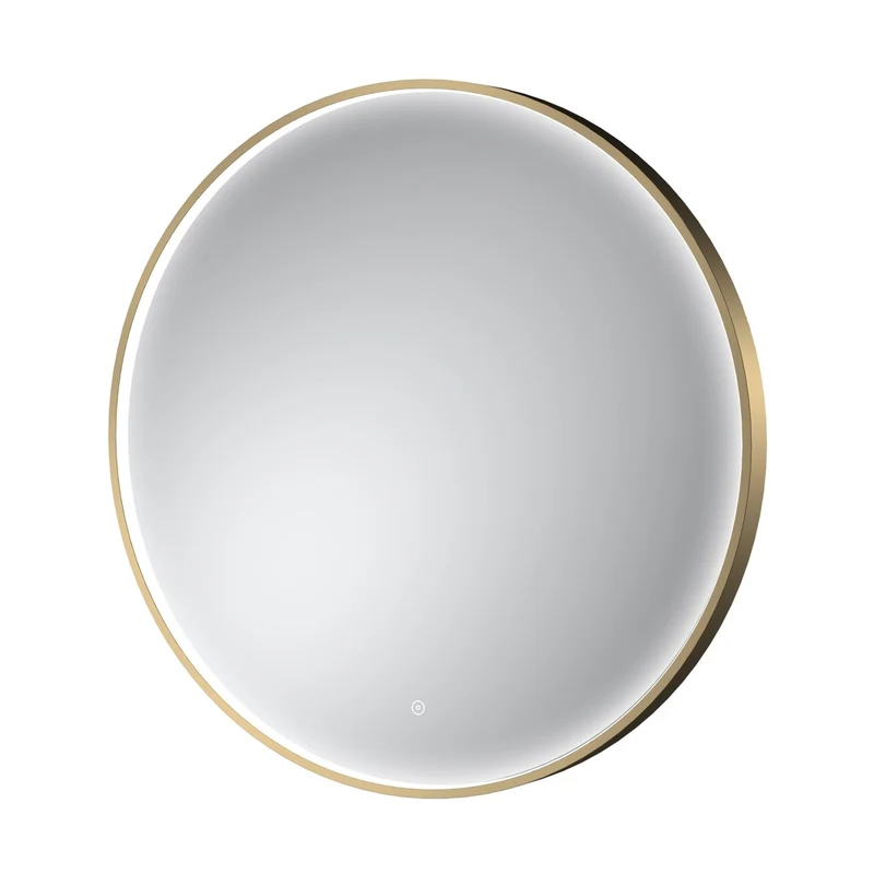 Hudson Reed Mensa Brushed Brass Frame Led Mirror - 800mm Contemp Aluminium 800x800x47mm