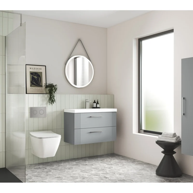 Hudson Reed Framed Led Touch Sensor Mirrors 800mm Round Illuminated Mirror Contemp Chrome Aluminium 800x800x40mm
