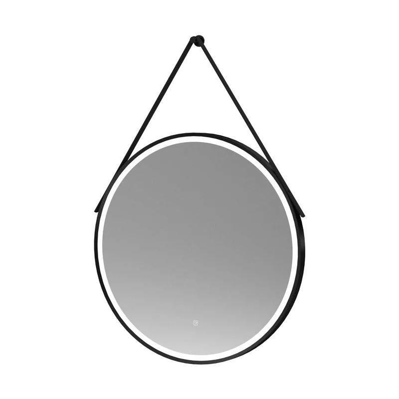 Hudson Reed Framed Led Touch Sensor Mirrors 800mm Round Illuminated Mirror Contemp Matt Black Aluminium 800x800x40mm