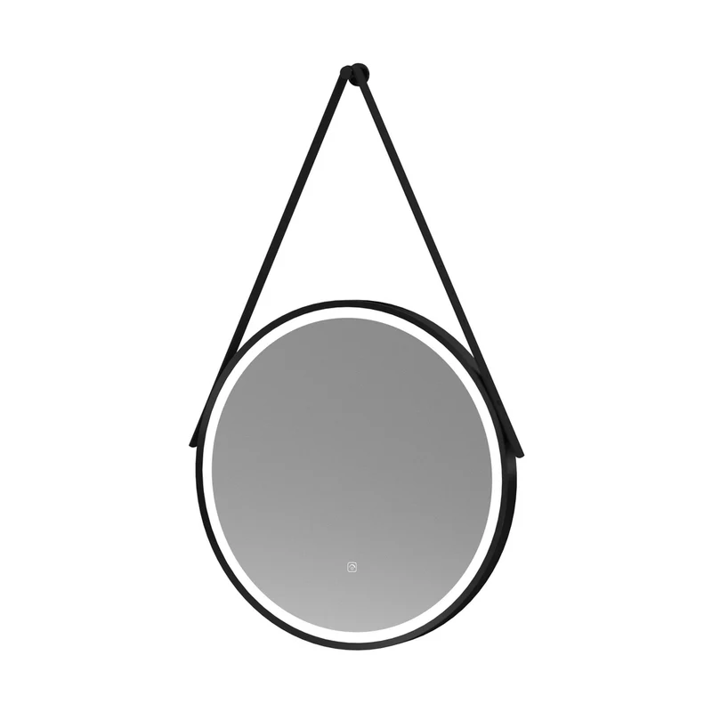 Hudson Reed Framed Led Touch Sensor Mirrors 600mm Round Illuminated Mirror Contemp Matt Black Aluminium 600x600x40mm