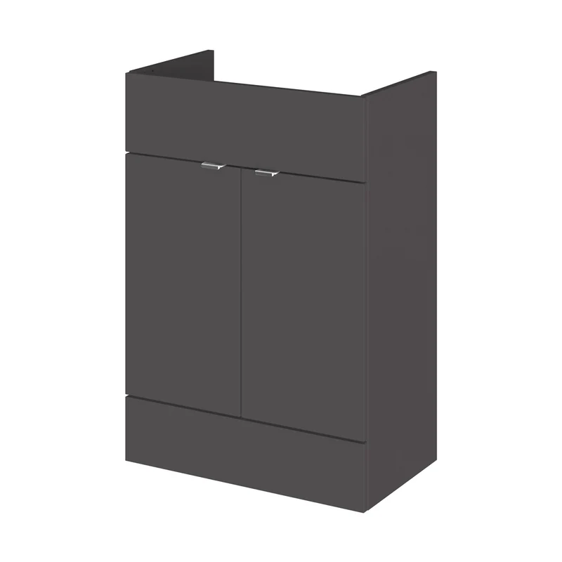 Hudson Reed Fusion 600mm Vanity Unit Contemp Gloss Grey MFC Painted Gloss 864x600x355mm