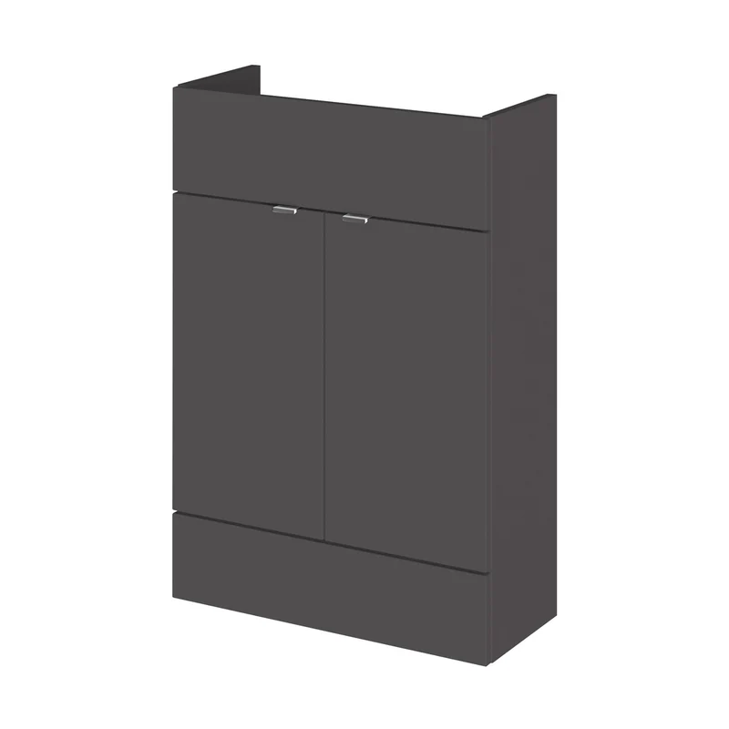 Hudson Reed Fusion 600mm Vanity Unit - Compact Contemp Gloss Grey MFC Gloss 864x600x255mm