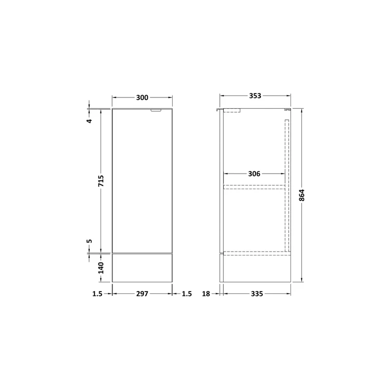 Hudson Reed Fusion 300mm Base Unit Contemp Charcoal Black MFC Textured Woodgrain 864x300x355mm