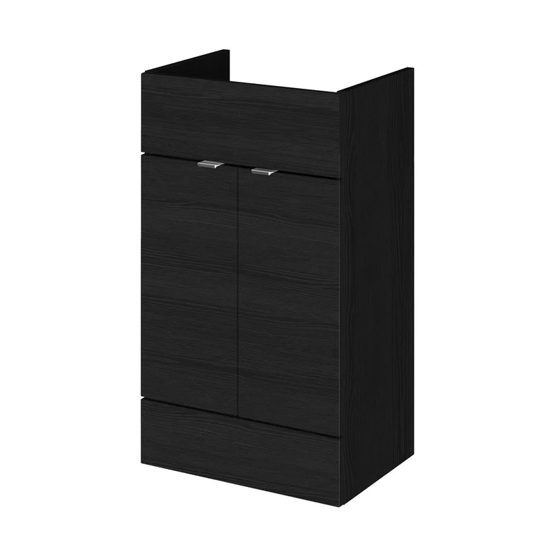 Hudson Reed Fusion 500mm Vanity Unit Contemp Charcoal Black MFC Textured Woodgrain 864x500x355mm