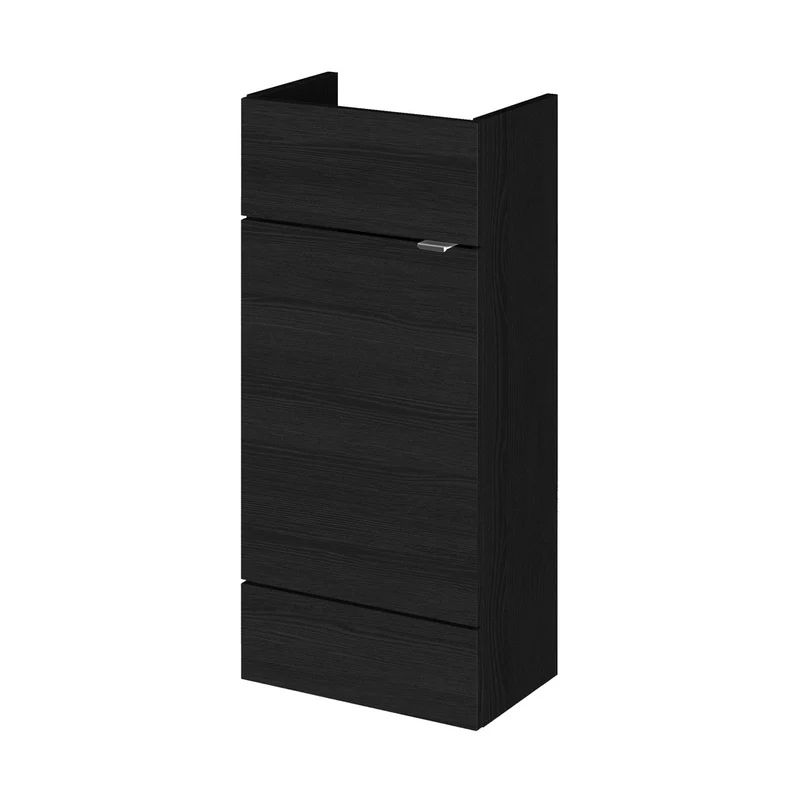 Hudson Reed Fusion 400mm Vanity Unit - Compact Contemp Charcoal Black MFC Textured Woodgrain 864x400x255mm