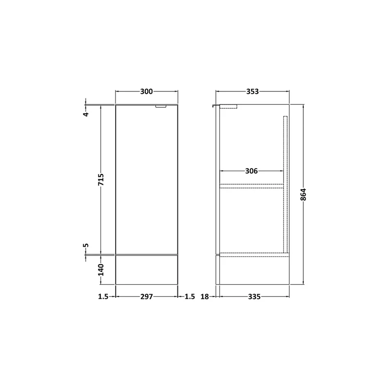 Hudson Reed Fusion 300mm Base Unit Contemp Graphite Grey Woodgrain MFC Textured Woodgrain 864x300x355mm