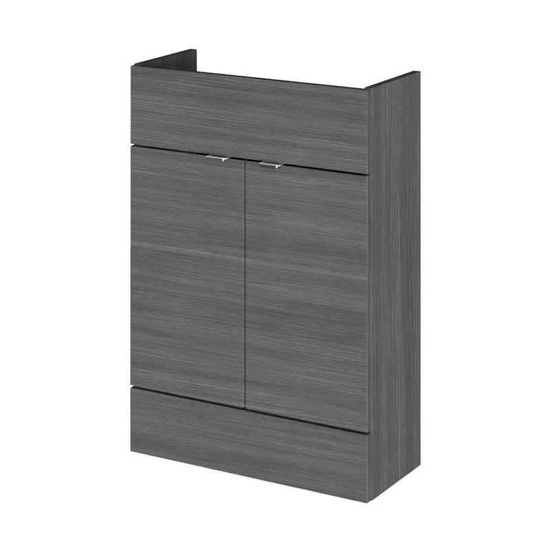 Hudson Reed Fusion 600mm Vanity Unit - Compact Contemp Anthracite Woodgrain MFC Textured Woodgrain 864x600x255mm