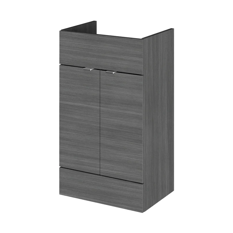 Hudson Reed Fusion 500mm Vanity Unit Contemp Anthracite Woodgrain MFC Textured Woodgrain 864x500x355mm