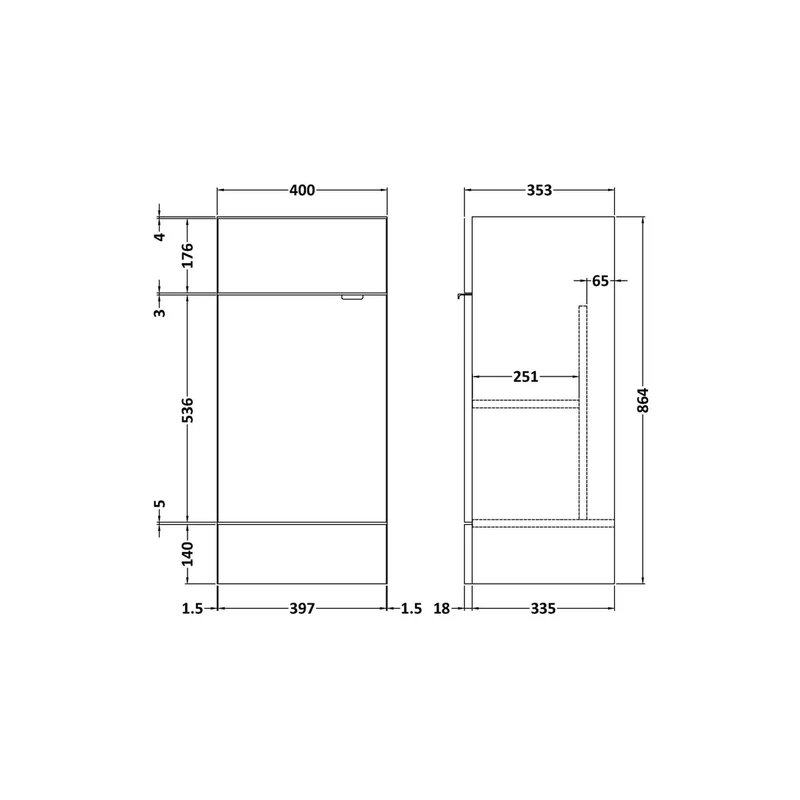 Hudson Reed Fusion 400mm Vanity Unit Contemp Anthracite Woodgrain MFC Textured Woodgrain 864x400x355mm