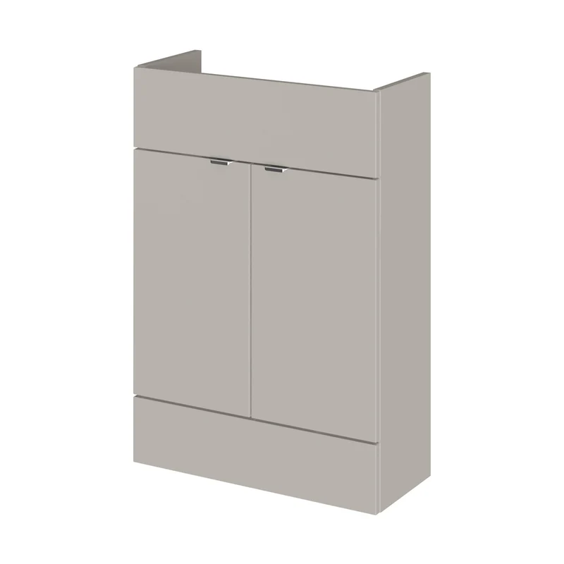 Hudson Reed Fusion 600mm Vanity Unit - Compact Contemp Pebble Grey MFC Textured Woodgrain 864x600x255mm