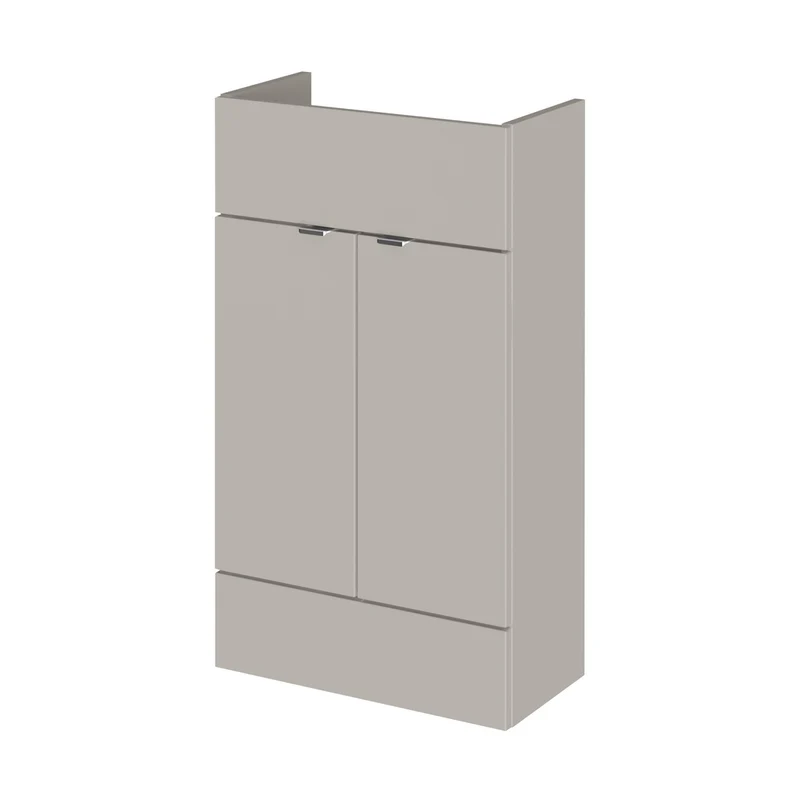Hudson Reed Fusion 500mm Vanity Unit - Compact Contemp Pebble Grey MFC Textured Woodgrain 864x500x255mm