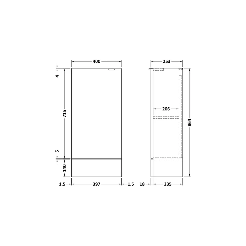 Hudson Reed Fusion 400mm Base Unit - Compact Contemp Bleached Oak MFC Textured Woodgrain 864x400x255mm