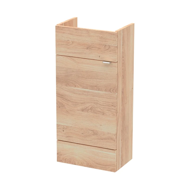 Hudson Reed Fusion 400mm Vanity Unit - Compact Contemp Bleached Oak MFC Textured Woodgrain 864x400x255mm