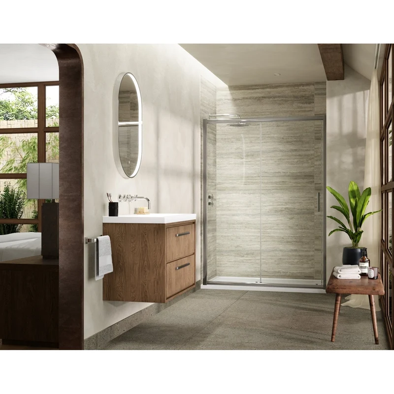 Hudson Reed Pacific 1700mm Single Sliding Door Contemp Chrome Aluminium,metal 1850x1690x44mm - AQSL17