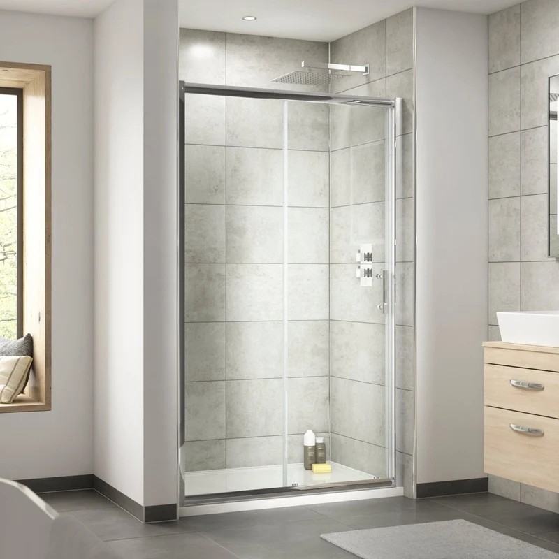 Hudson Reed Pacific 1000mm Single Sliding Door Contemp Chrome Aluminium,metal 1850x990x44mm - AQSL10