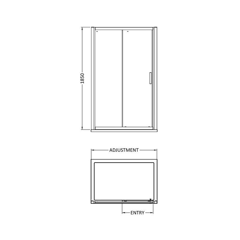 Hudson Reed Pacific 1000mm Single Sliding Door Contemp Chrome Aluminium,metal 1850x990x44mm - AQSL10