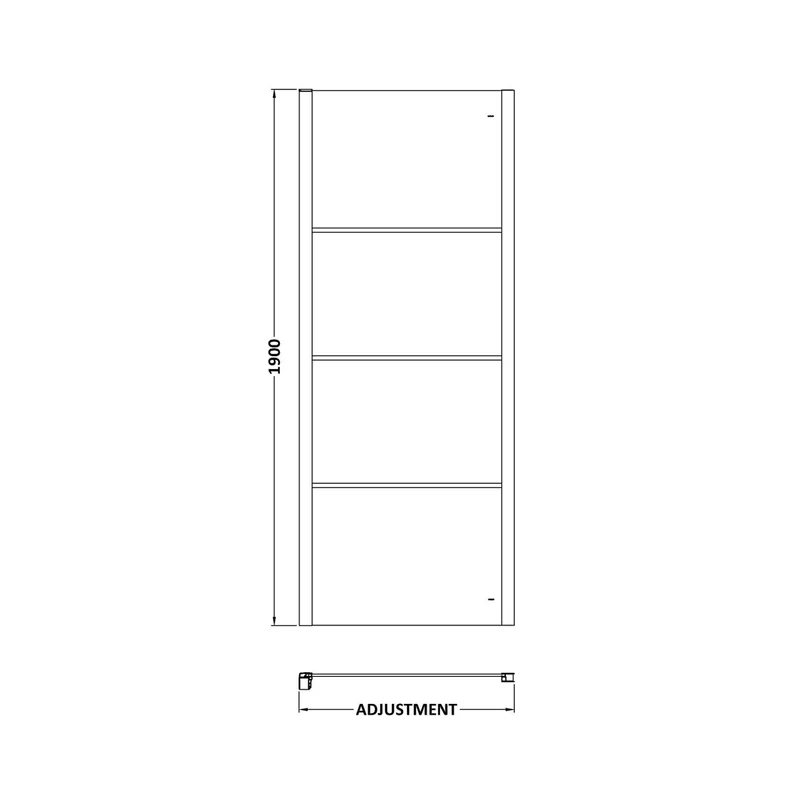 Hudson Reed Apex 900mm Side Panel Contemp Matt Black Aluminium 1900x890x44mm