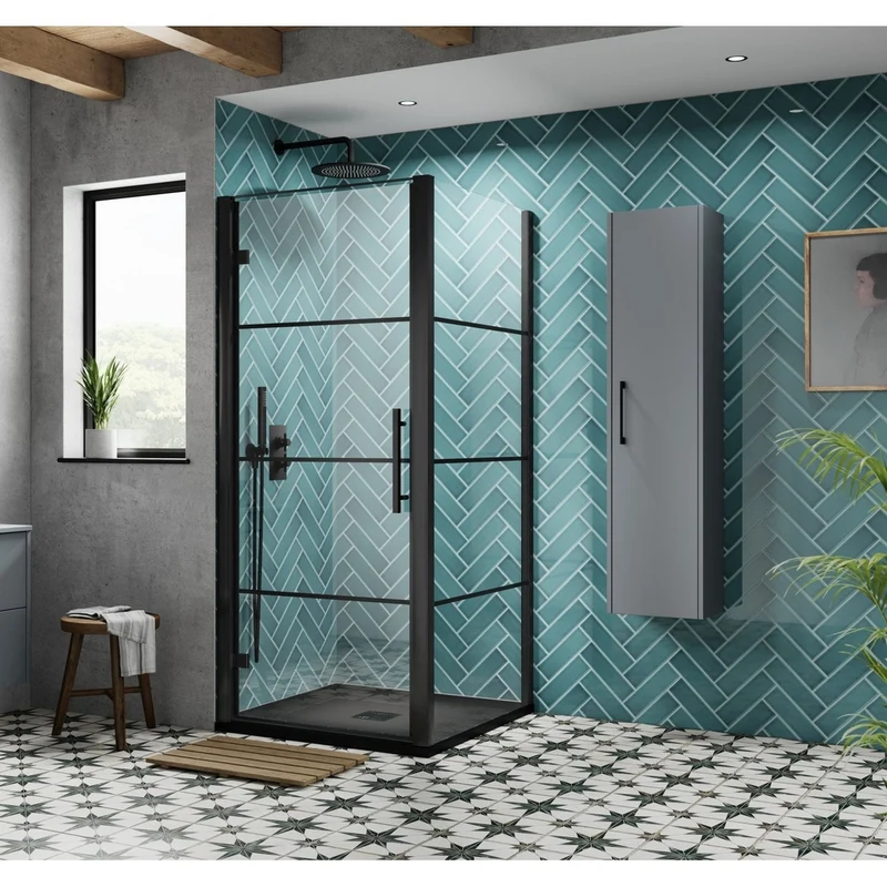 Hudson Reed Apex 800mm Side Panel Contemp Matt Black Aluminium 1900x790x44mm