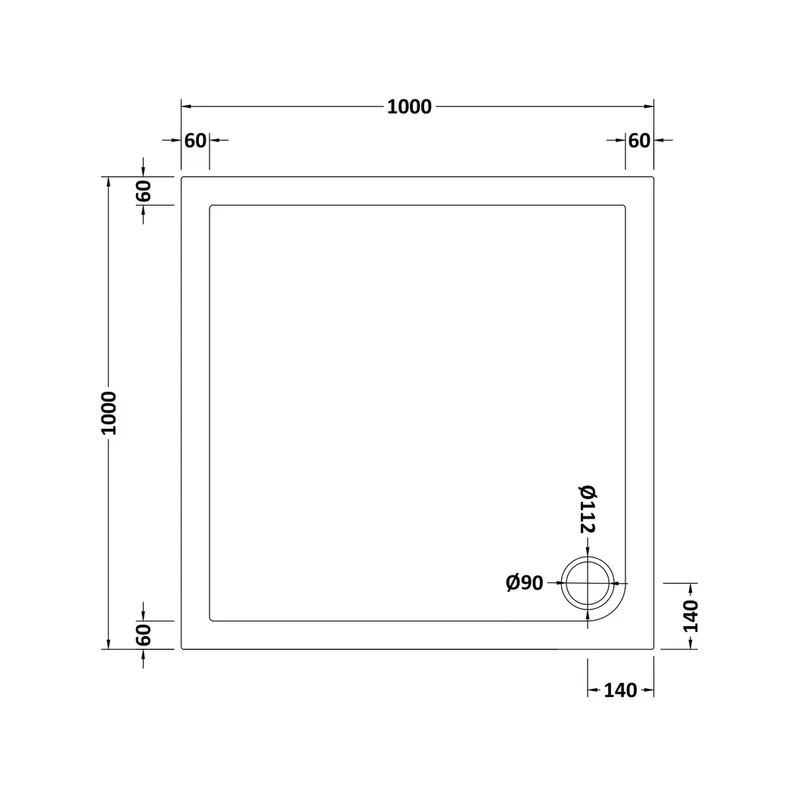 Hudson Reed Square Trays Square Shower Tray 1000 X 1000mm Contemp Grey Slate Acrylic Capped Abs Caco3 And Pu