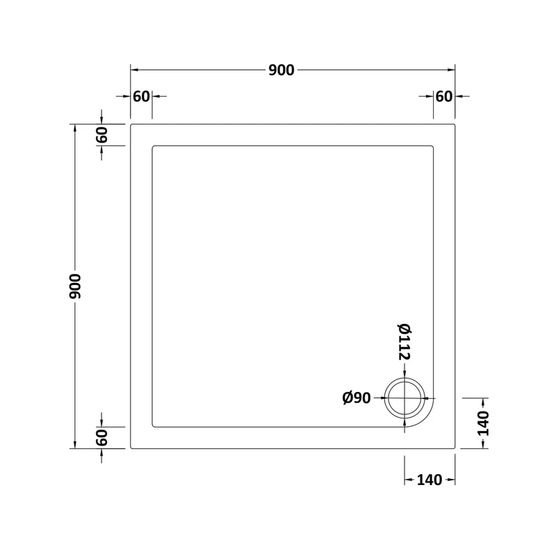 Hudson Reed Square Trays Square Shower Tray 900 X 900mm Contemp White Acrylic Capped Abs Caco3 And Pu