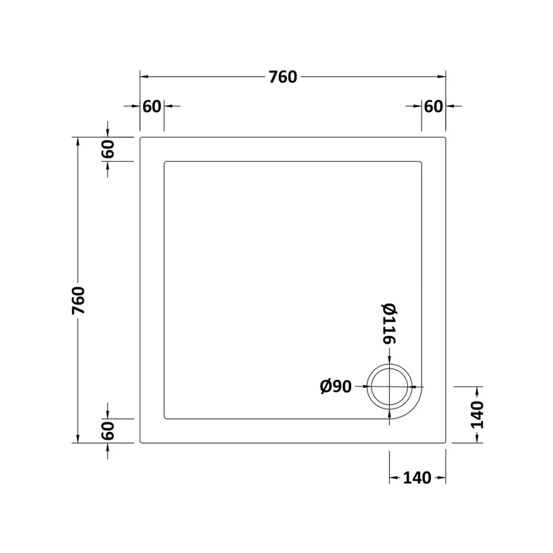 Hudson Reed Square Trays Square Shower Tray 760 X 760mm Contemp White Acrylic Capped Abs Caco3 And Pu