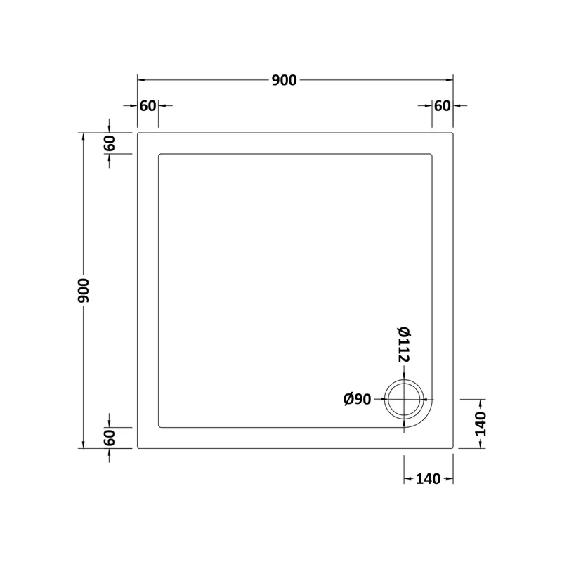 Hudson Reed Square Trays Slip Resistant Square Shower Tray 900 X 900mm Contemp European White Acrylic Capped Abs Caco3 And Pu