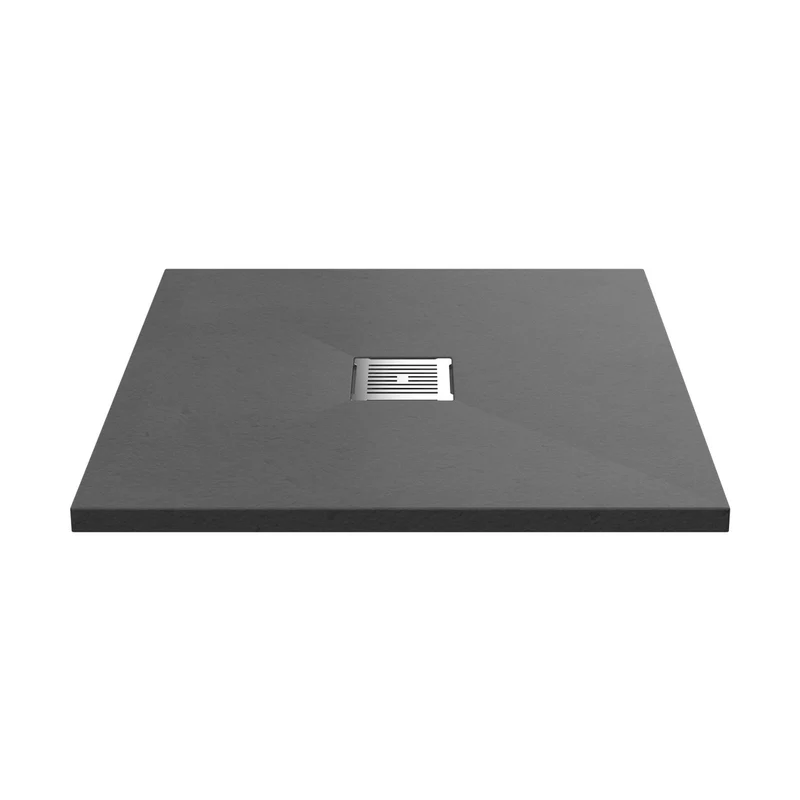 Hudson Reed Slim Square Trays Square Shower Tray 800 X 800mm Contemp Grey Slate Acrylic Capped Abs Caco3 And Pu