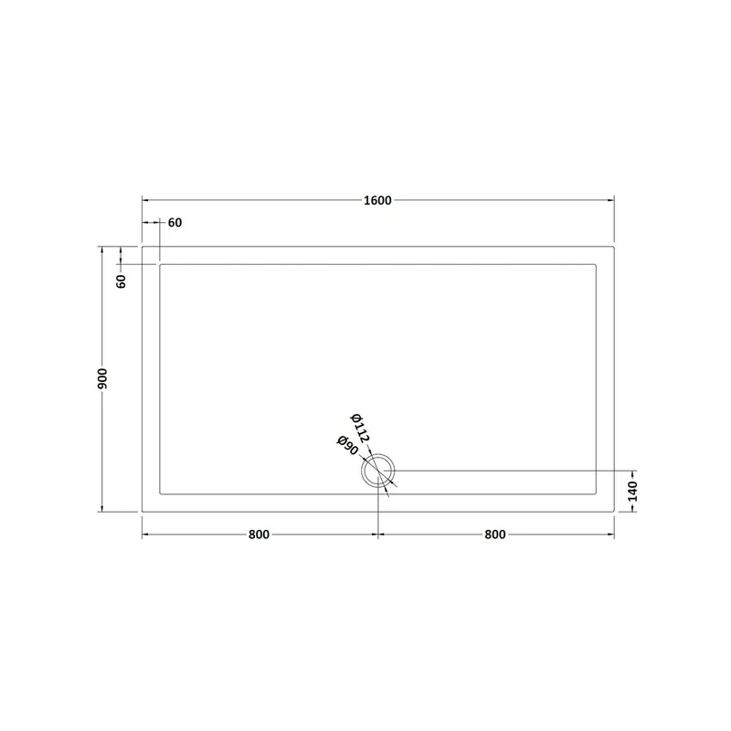 Hudson Reed Rectangular Trays Rectangular Shower Tray 1600 X 900mm Contemp Grey Slate Acrylic Capped Abs Caco3 And Pu