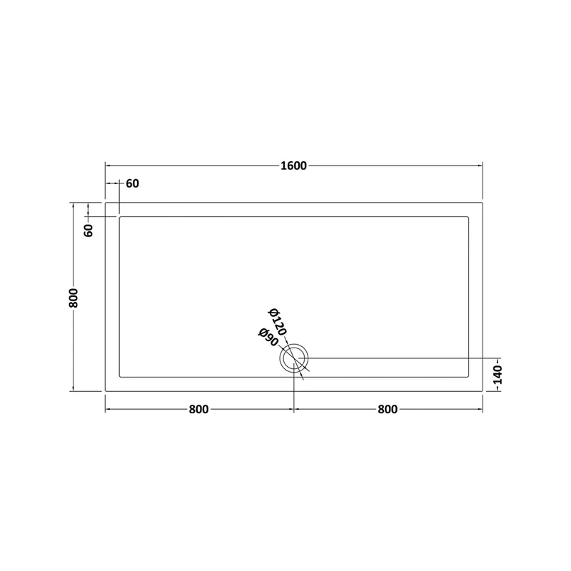 Hudson Reed Rectangular Trays Rectangular Shower Tray 1600 X 800mm Contemp Grey Slate Acrylic Capped Abs Caco3 And Pu