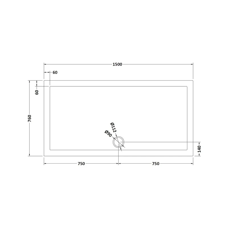 Hudson Reed Rectangular Trays Rectangular Shower Tray 1500 X 760mm Contemp Grey Slate Acrylic Capped Abs Caco3 And Pu