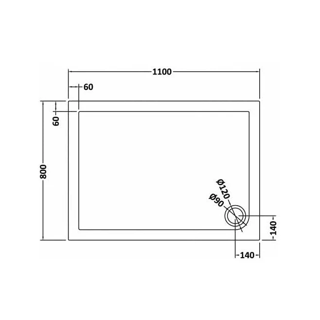 Hudson Reed Rectangular Trays Rectangular Shower Tray 1100 X 800mm Contemp Grey Slate Acrylic Capped Abs Caco3 And Pu