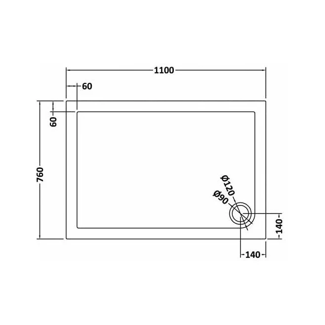 Hudson Reed Rectangular Trays Rectangular Shower Tray 1100 X 760mm Contemp Grey Slate Acrylic Capped Abs Caco3 And Pu
